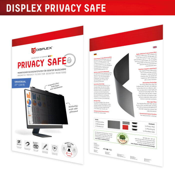Displex DISPLEX Privacy Safe Desktop Uni 27" (16:9) - Magnetisch Privacy Filter