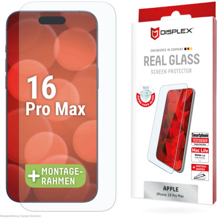 Displex DISPLEX Real Glass Screenprotector voor Apple iPhone 16 Pro Max (10H)