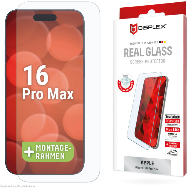 Displex DISPLEX Real Glass Screenprotector voor Apple iPhone 16 Pro Max (10H)