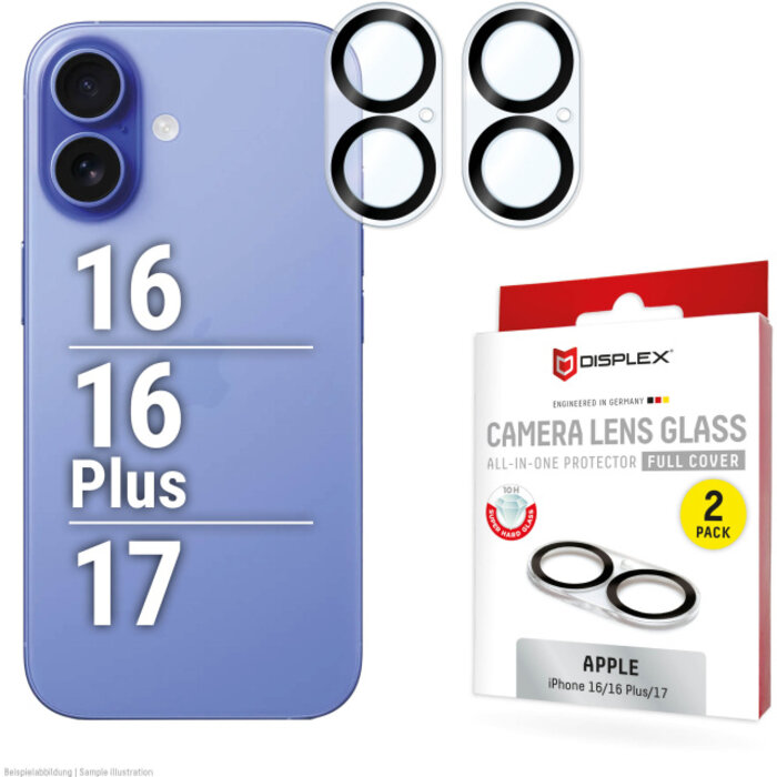 Displex DISPLEX CamGlass All-In-One Cameralens Beschermer - iPhone 16/16 Plus/17 (2-pack)