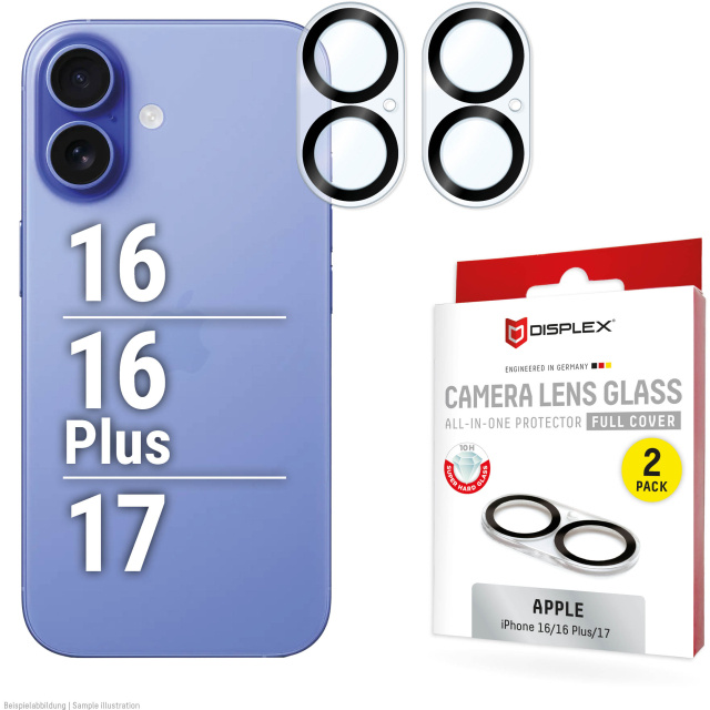 Displex DISPLEX CamGlass All-In-One Cameralens Beschermer - iPhone 16/16 Plus/17 (2-pack)