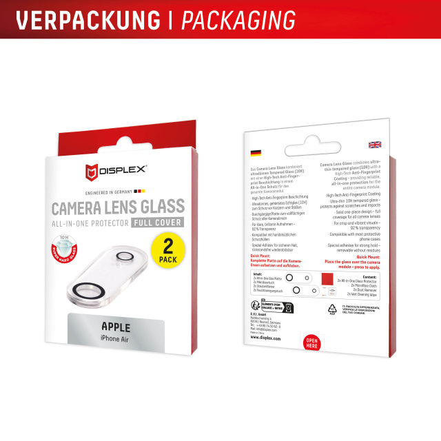Displex DISPLEX CamGlass All-In-One Camera Protector iPhone Air (2-Pack)