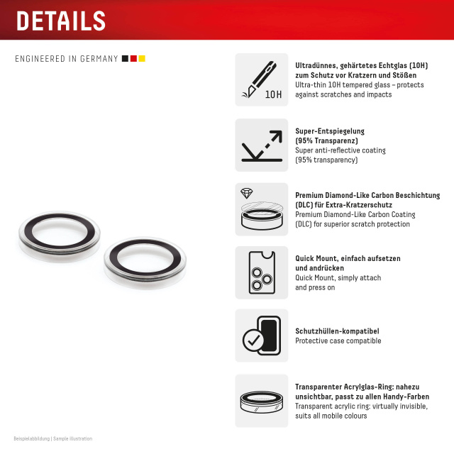 Displex DISPLEX CamGlass Single Lens Camerabescherming iPhone 16/16 Plus/17