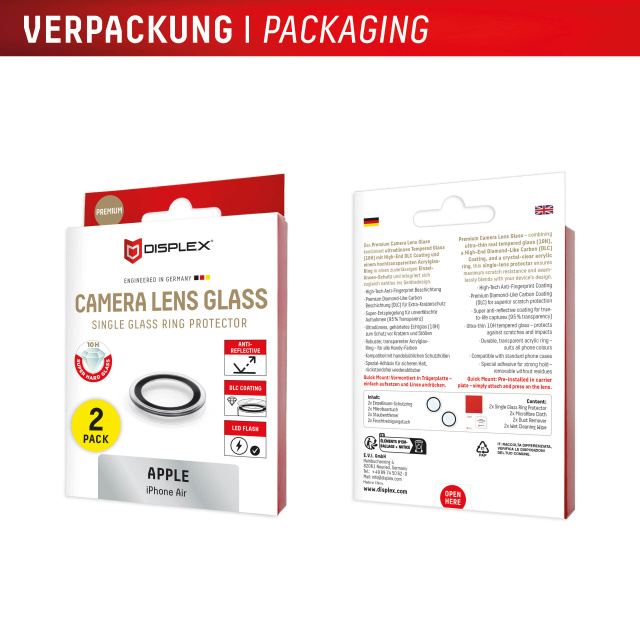Displex DISPLEX CamGlass Single Lens Camera Protector voor iPhone Air (10H)