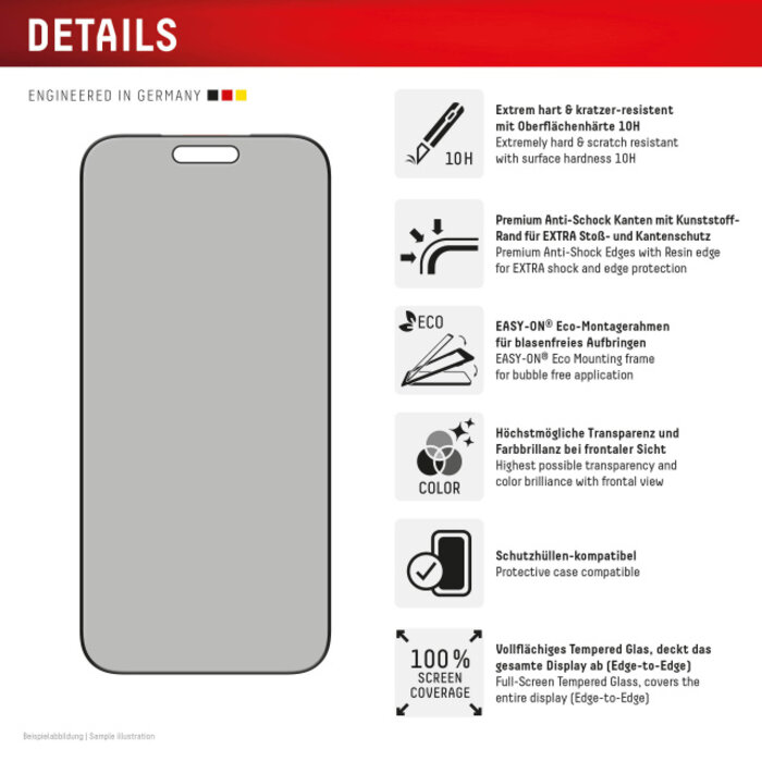 Displex DISPLEX Privacy Glass FC iPhone 17 Pro Max Screenprotector