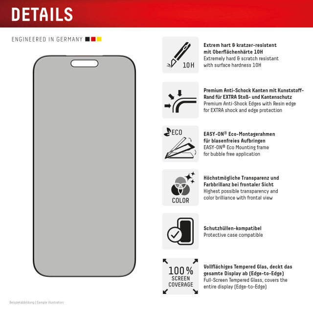 Displex DISPLEX Privacy Glass FC iPhone 17 Pro Max Screenprotector