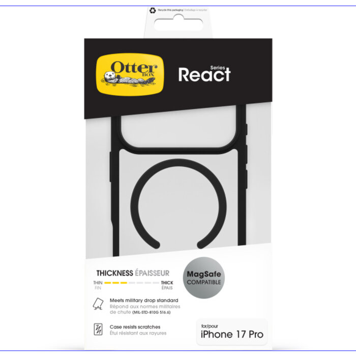 Otterbox OtterBox React MagSafe Case voor Apple iPhone 17 Pro / 18 Pro - Clear/Black
