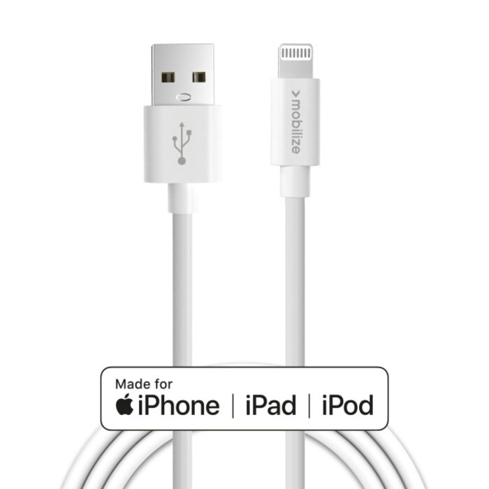 Mobilize Mobilize USB naar Apple MFi Lightning Kabel - 1m - 12W - Wit