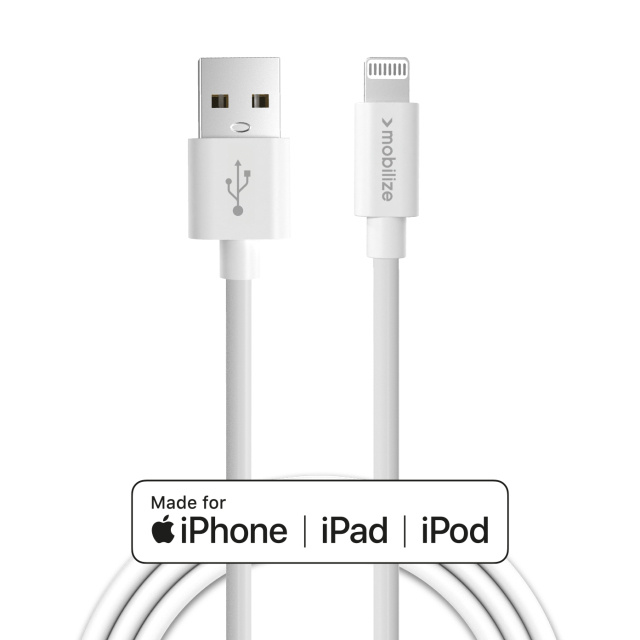 Mobilize Mobilize USB naar Apple MFi Lightning Kabel - 1m - 12W - Wit