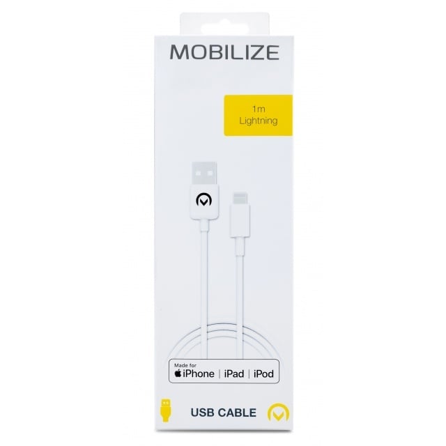 Mobilize Mobilize USB naar Apple MFi Lightning Kabel - 1m - 12W - Wit