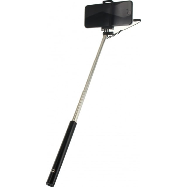 Mobilize Mobilize Wired Selfie Stick - Universele Uitschuifbare Selfiestick - Zwart