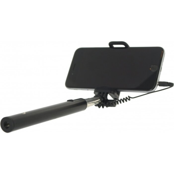 Mobilize Mobilize Wired Selfie Stick - Universele Uitschuifbare Selfiestick - Zwart