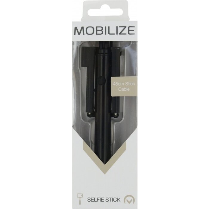 Mobilize Mobilize Wired Selfie Stick - Universele Uitschuifbare Selfiestick - Zwart