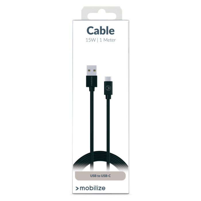 Mobilize Mobilize Charge/Sync Kabel USB-A naar USB-C - 1m - 15W - Zwart