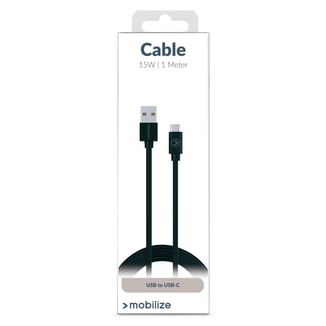 Mobilize Mobilize Charge/Sync Kabel USB-A naar USB-C - 1m - 15W - Zwart