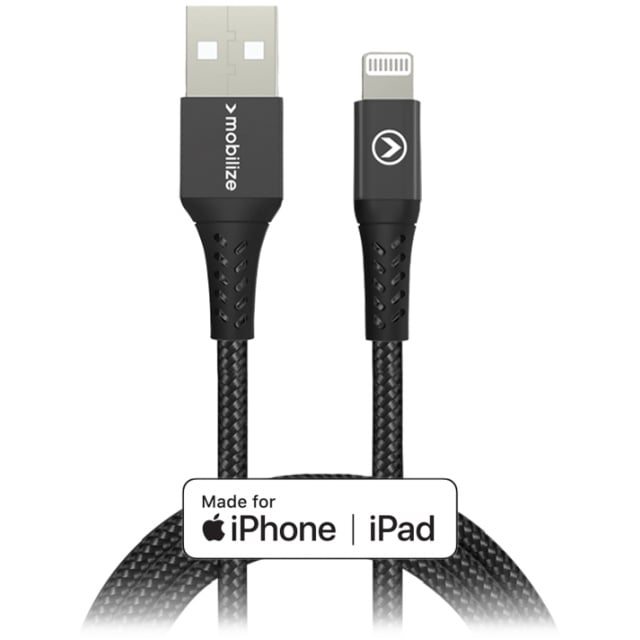 Mobilize Mobilize Strong Nylon USB naar Apple Lightning Kabel - 2m - 12W - Zwart