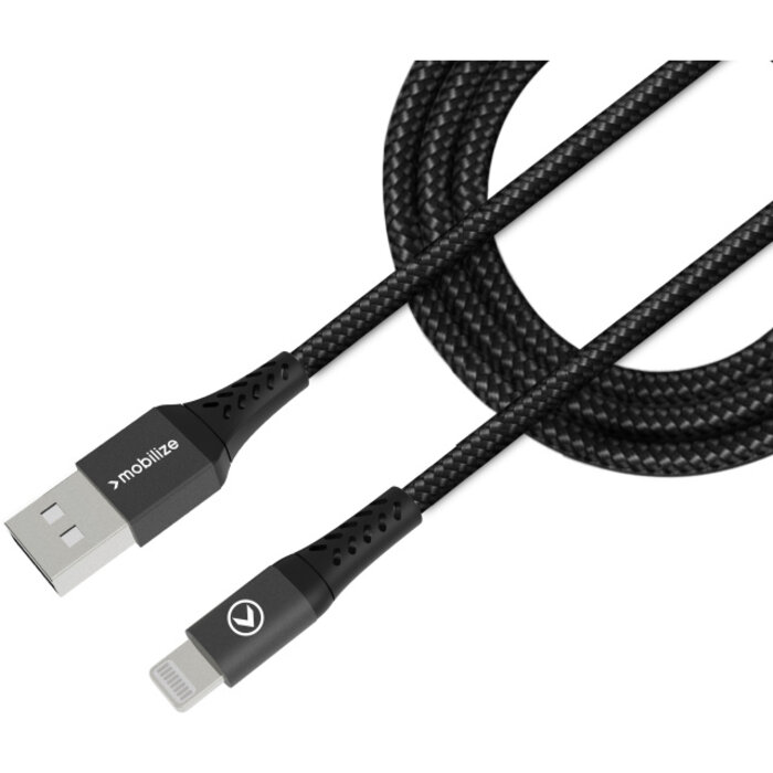 Mobilize Mobilize Strong Nylon USB naar Apple Lightning Kabel - 2m - 12W - Zwart