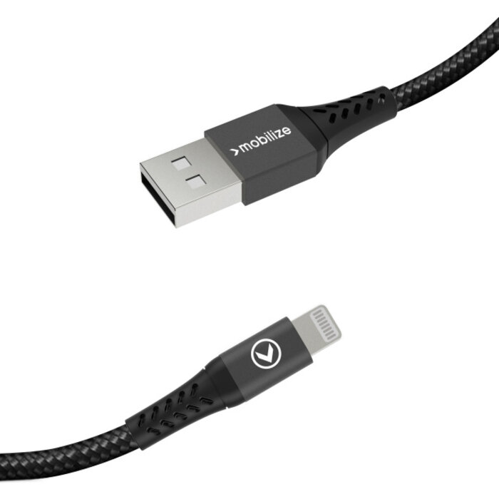 Mobilize Mobilize Strong Nylon USB naar Apple Lightning Kabel - 2m - 12W - Zwart