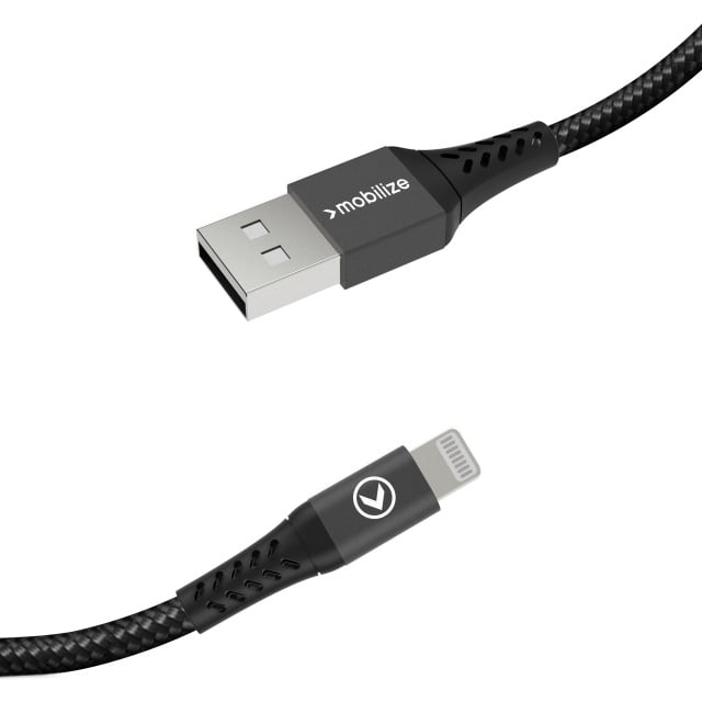 Mobilize Mobilize Strong Nylon USB naar Apple Lightning Kabel - 2m - 12W - Zwart