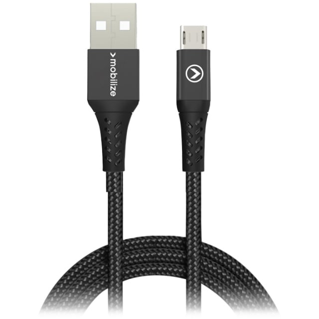 Mobilize Mobilize Strong Nylon USB naar Micro-USB Kabel - 2m - 12W - Zwart
