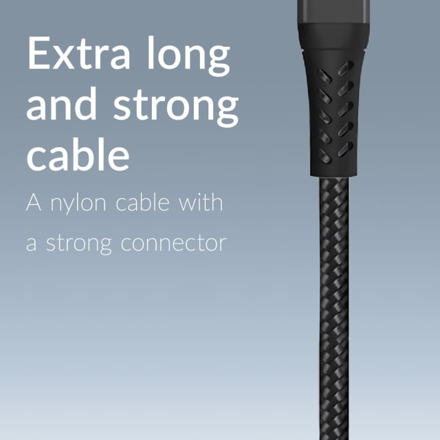 Mobilize Mobilize Strong Nylon USB naar USB-C Kabel - 2m - 15W - Zwart