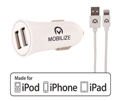 Mobilize Mobilize Dual USB Autolader 24W met MFi Lightning Kabel 1m - Wit