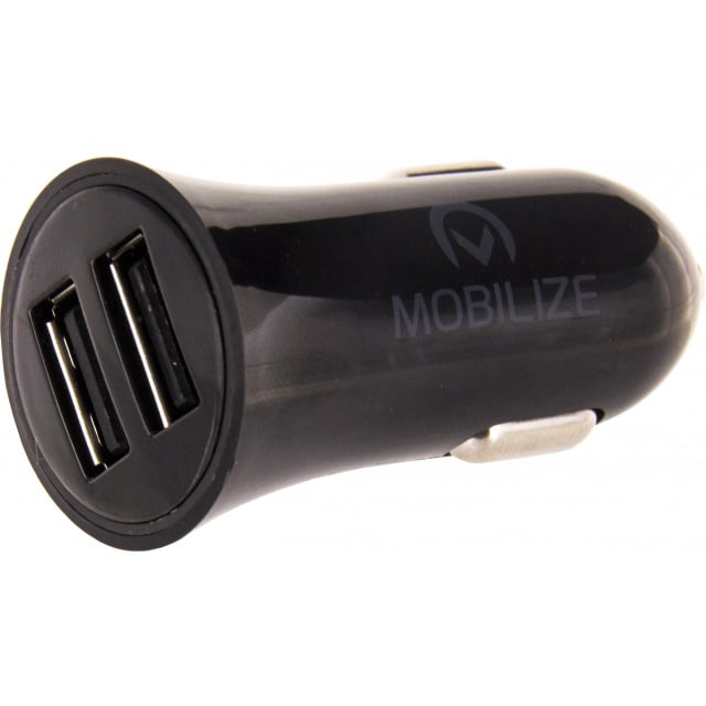 Mobilize Mobilize Dual USB Autolader 12W (2.4A) + 1m USB-C Kabel - Zwart