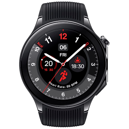 OnePlus OnePlus Watch 2 Smartwatch - Zwart (Zwarte Rubberen Band)