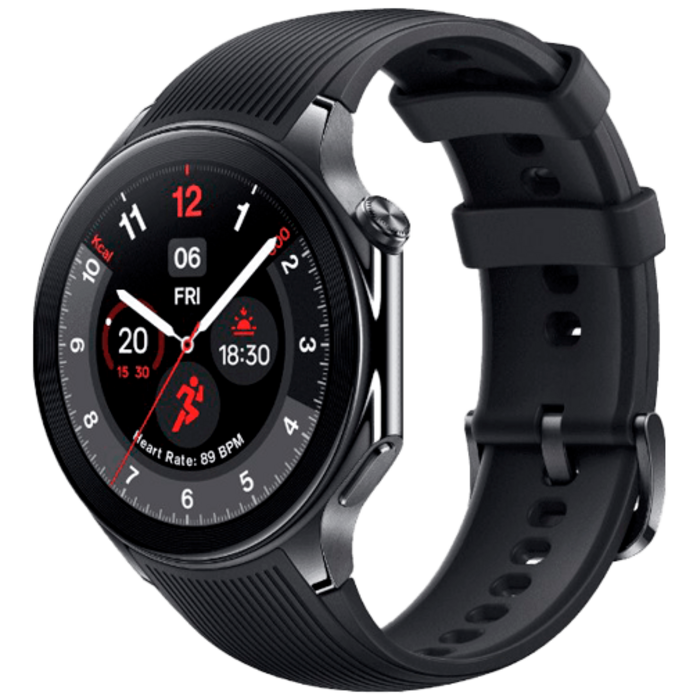 OnePlus OnePlus Watch 2 Smartwatch - Zwart (Zwarte Rubberen Band)
