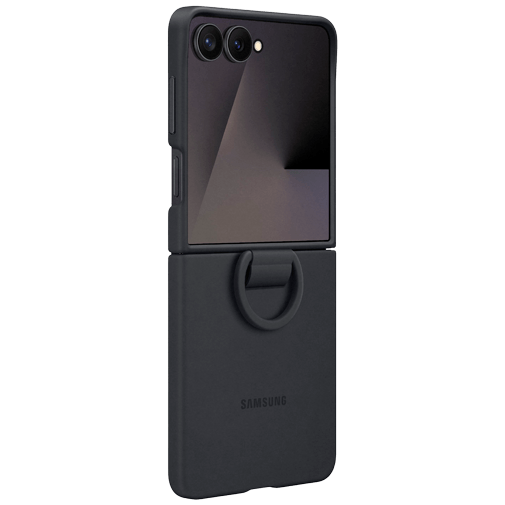 Samsung Samsung Galaxy Z Flip 7 Siliconen Back Cover met Ring Zwart