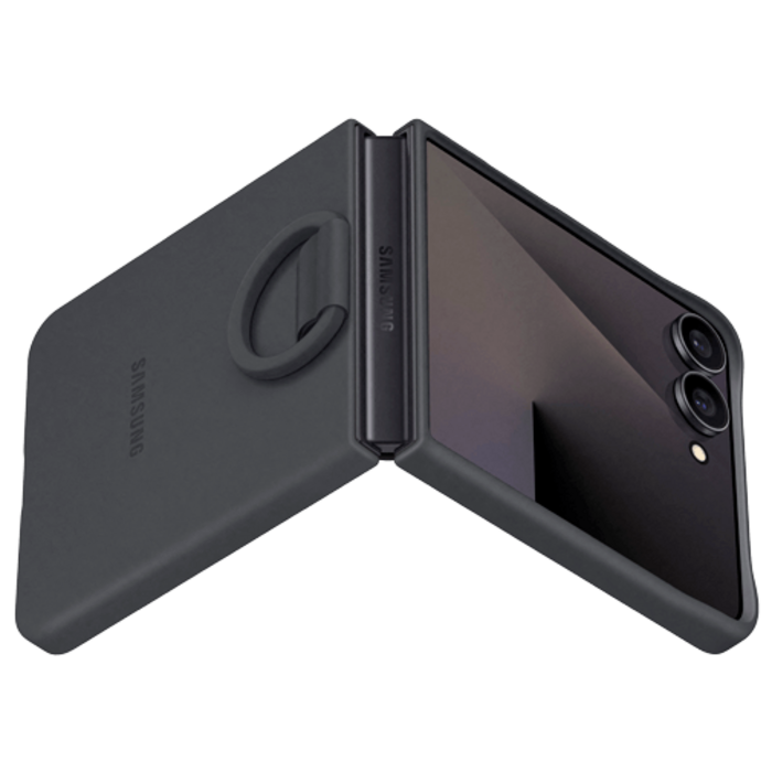 Samsung Samsung Galaxy Z Flip 7 Siliconen Back Cover met Ring Zwart