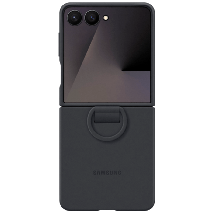 Samsung Samsung Galaxy Z Flip 7 Siliconen Back Cover met Ring Zwart