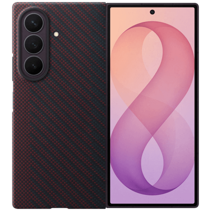 Samsung Samsung Galaxy Z Fold 8 Ultra Carbon Back Cover - Rood Magnetisch