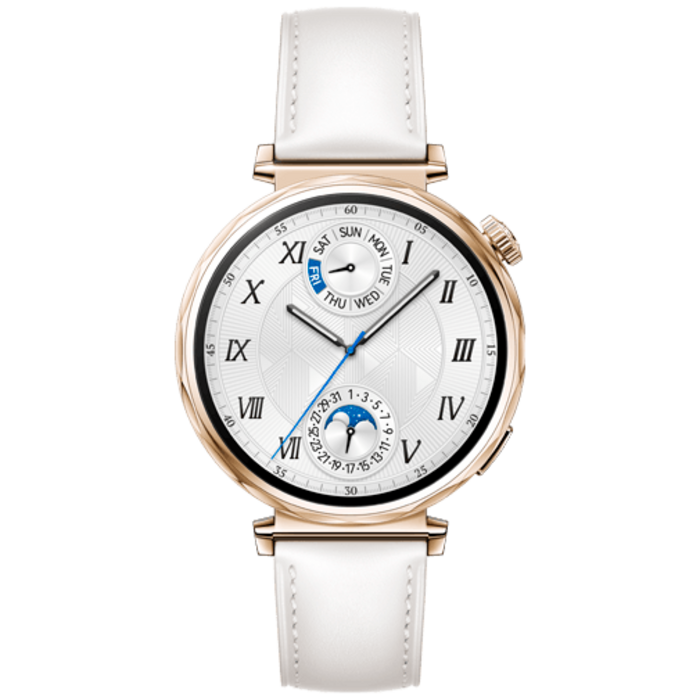 Huawei Huawei Watch GT 5 41mm Smartwatch Goud met Witte Leren Band