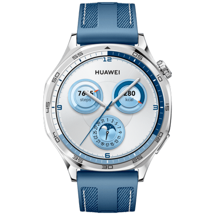 Huawei Huawei Watch GT 5 46mm Smartwatch - Zilver met Blauwe Textiel Band