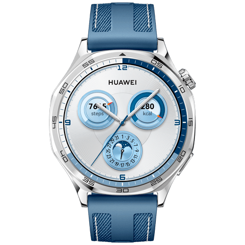 Huawei Huawei Watch GT 5 46mm Smartwatch - Zilver met Blauwe Textiel Band
