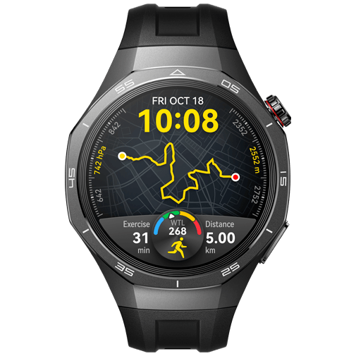 Huawei Huawei Watch GT 5 Pro 46mm Smartwatch - Zwart (Zwarte Rubberen Band)