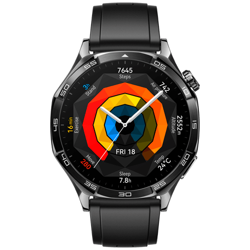 Huawei Huawei Watch GT 5 46mm Zwart (Zwarte Rubberen Band)