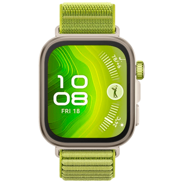 Huawei Huawei Watch Fit 4 Pro Goud - Met Groene Nylon Band
