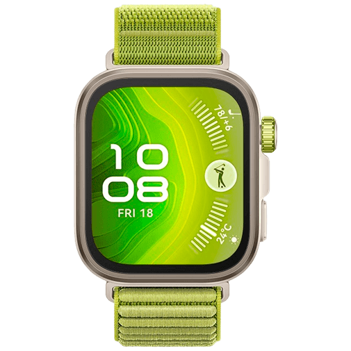Huawei Huawei Watch Fit 4 Pro Goud - Met Groene Nylon Band