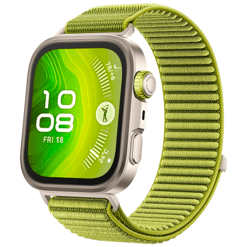 Huawei Huawei Watch Fit 4 Pro Goud - Met Groene Nylon Band
