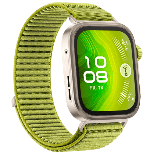 Huawei Huawei Watch Fit 4 Pro Goud - Met Groene Nylon Band