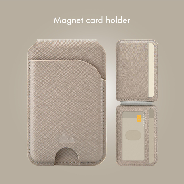 My Style My Style MagSafe Magnetische Pashouder met Standaard - Warm Grey