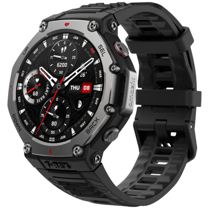 Amazfit Amazfit T-Rex 3 Smartwatch - Grijs met Zwarte Siliconenband