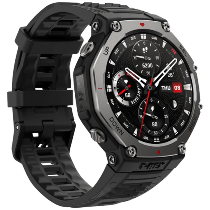 Amazfit Amazfit T-Rex 3 Smartwatch - Grijs met Zwarte Siliconenband