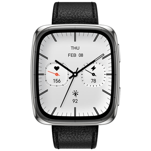 Amazfit Amazfit Active 2 Square Smartwatch Zilver - Met Zwarte Leren Band