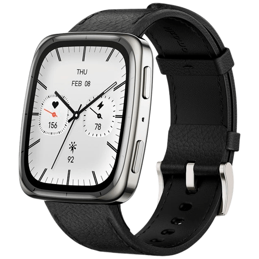Amazfit Amazfit Active 2 Square Smartwatch Zilver - Met Zwarte Leren Band