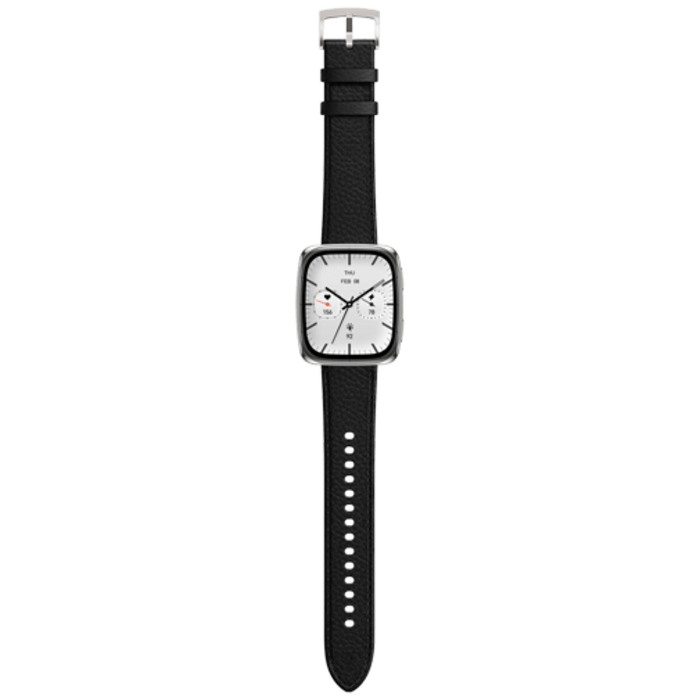 Amazfit Amazfit Active 2 Square Smartwatch Zilver - Met Zwarte Leren Band