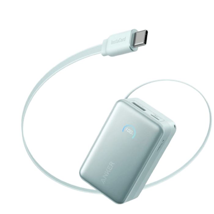 Anker Anker Nano Powerbank 10.000mAh Blauw met Uitschuifbare Kabel