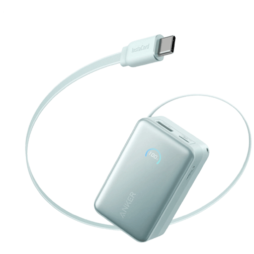 Anker Anker Nano Powerbank 10.000mAh Blauw met Uitschuifbare Kabel